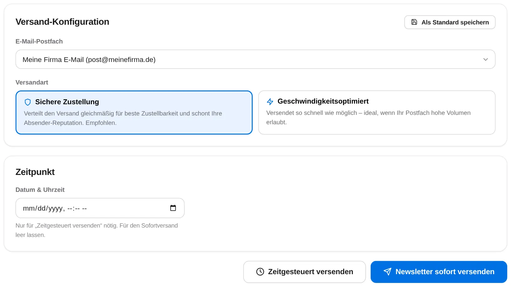 Terminversand mit Uhrzeit